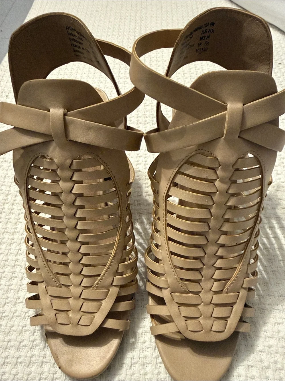 American Eagle Outfitters Tan Woven Strappy High Heel Sandals
